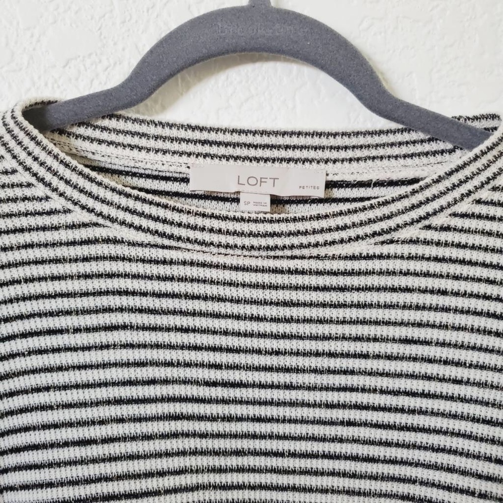 LOFT black and white striped long sleeved dress.